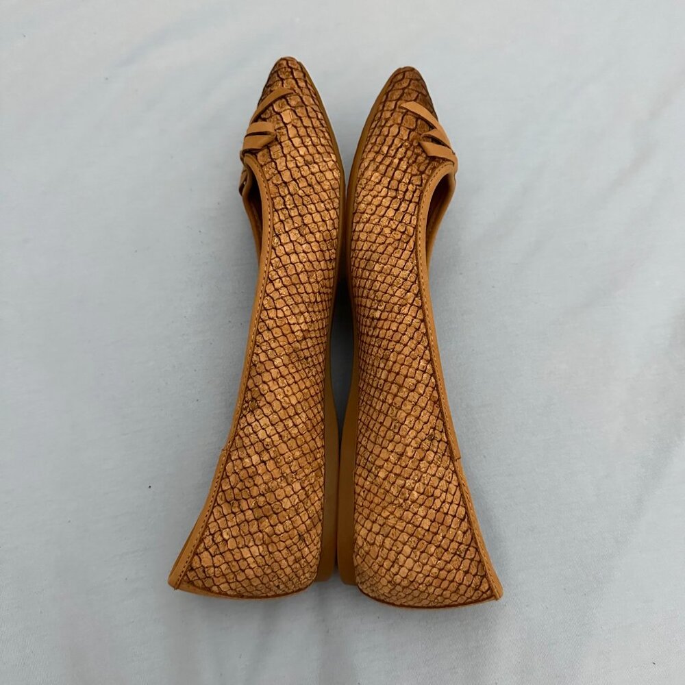 BORN Cork Upper Snake Print Tan Slip On Ballet Flats Shoes - Picture 4 of 10